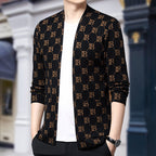 Men's Casual Print Open Front Coats