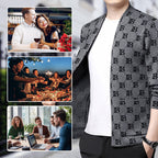 Men's Casual Print Open Front Coats