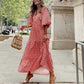 🌸🌸Big price reduction🌸Women's Elegant Puff Sleeve Floral Boho Maxi Dress
