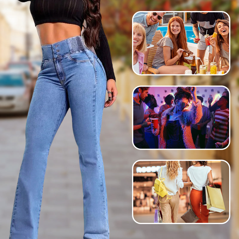 ✨HOT SALE 49% OFF👖Women's Butt Lifting Bootcut Jeans High Waisted Wide Leg Baggy Jean