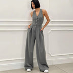 ⏳Limited Time 50% Off💥Women's Sleeveless Button-Front Jumpsuit