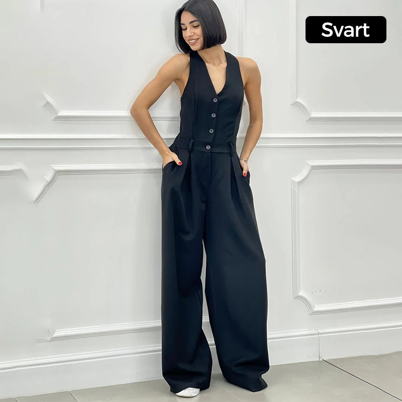 ⏳Limited Time 50% Off💥Women's Sleeveless Button-Front Jumpsuit