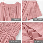 🔥Hot Sale 50% OFF👗Women's Casual Summer Short-Sleeve V-Neck Long Dresses
