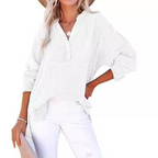 🏆🏆🔥Last Day Sale 50%🔥🌸🌸Women’s Casual Gauze Button Neck Long Sleeve Blouse