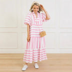 🔥Summer Hot Sale 50% Off 🩷Women's Summer Striped Loose Casual Short Sleeve Dress