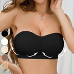 Women's Non-Slip Strapless Wireless Bra with Crossover Side Closure