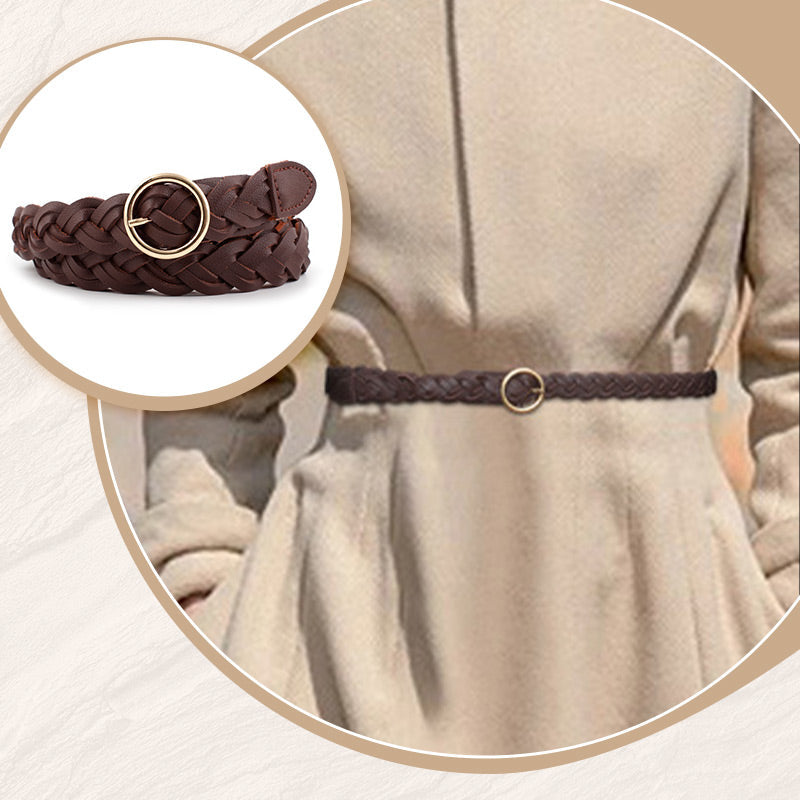 Women's Fashion Braided Leather Belt 23mm