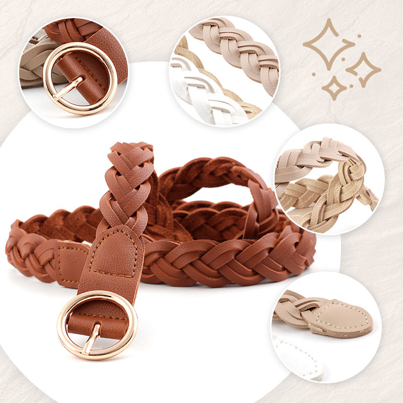 Women's Fashion Braided Leather Belt 23mm