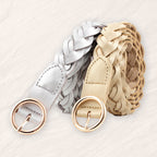 Women's Fashion Braided Leather Belt 23mm