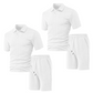 👔 LIMITED-TIME 50% OFF! ✨ Men's 2-Piece Set – Diamond Print, Collared Top, Shorts, Comfort Fit ✨