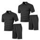 👔 LIMITED-TIME 50% OFF! ✨ Men's 2-Piece Set – Diamond Print, Collared Top, Shorts, Comfort Fit ✨
