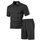 👔 LIMITED-TIME 50% OFF! ✨ Men's 2-Piece Set – Diamond Print, Collared Top, Shorts, Comfort Fit ✨