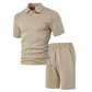 👔 LIMITED-TIME 50% OFF! ✨ Men's 2-Piece Set – Diamond Print, Collared Top, Shorts, Comfort Fit ✨