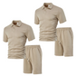 👔 LIMITED-TIME 50% OFF! ✨ Men's 2-Piece Set – Diamond Print, Collared Top, Shorts, Comfort Fit ✨