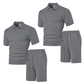 👔 LIMITED-TIME 50% OFF! ✨ Men's 2-Piece Set – Diamond Print, Collared Top, Shorts, Comfort Fit ✨