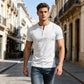 ☀️Men's Lightweight Henley T-Shirt – Muscle Fit & Breathable – Moisture-Wicking & Classic Style 🌿