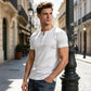 ☀️Men's Lightweight Henley T-Shirt – Muscle Fit & Breathable – Moisture-Wicking & Classic Style 🌿