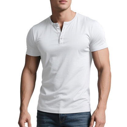 ☀️Men's Lightweight Henley T-Shirt – Muscle Fit & Breathable – Moisture-Wicking & Classic Style 🌿