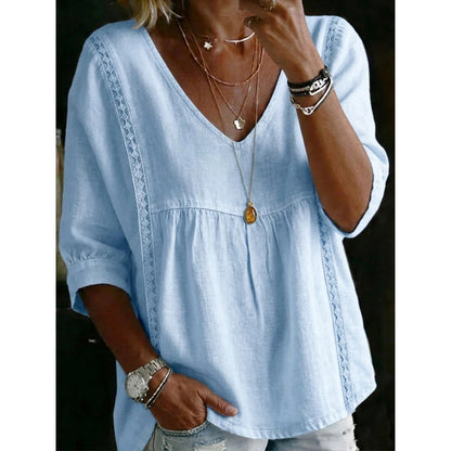 🌸 50% OFF NOW! 🌸Women's Casual V-Neck Lace Trim Top