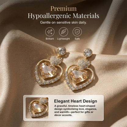 Women's Sparkling Double Heart Drop Earrings