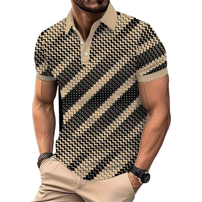 Men’s Geometric Polo Shirt 🧵 Athletic Muscle Fit 👕