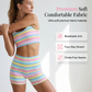 📢📢55% OFF !! 🌈 Women’s Rainbow Stripe Gym Set – Vest Top & Shorts