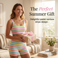 📢📢55% OFF !! 🌈 Women’s Rainbow Stripe Gym Set – Vest Top & Shorts