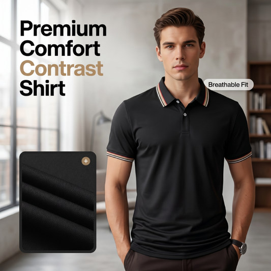 🎁2026 New Arrivals 50% OFF💥Men Fashion Contrast Lapel Quick Drying Short Sleeve T-Shirt