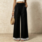 Women's Wide Leg Linen Pants with Lace Hem