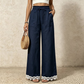 Women's Wide Leg Linen Pants with Lace Hem