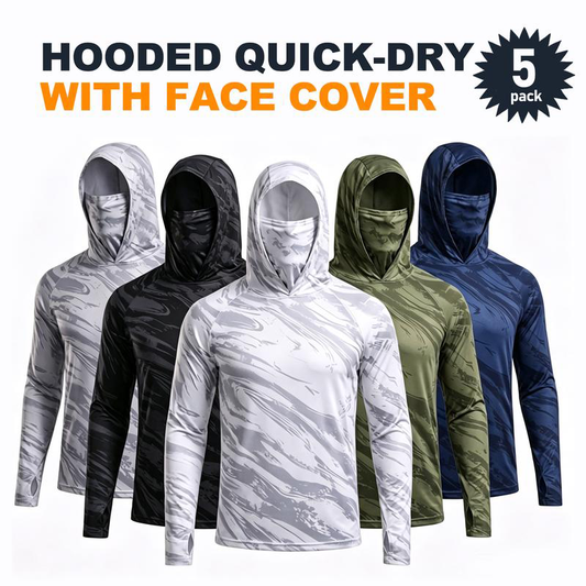 📢📢40% OFF !! ⏰Men's 5-Pack UV Protection Hooded Sun Shirts
